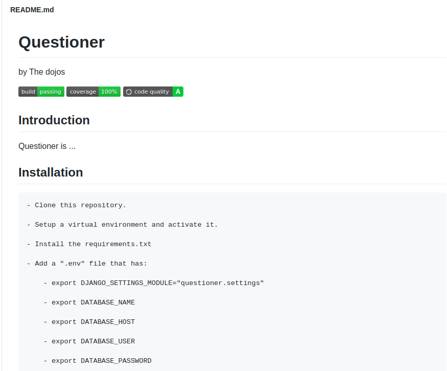 Image of readme on github repo showing 100% test coverage